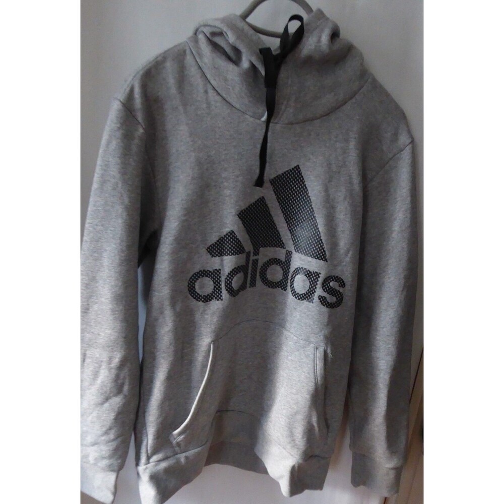 New Adidas Men’s Pullover Hoodie Sweatshirt Cotton M Pocket Logo